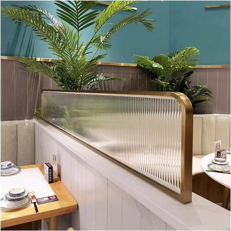 Amazon.com - YJEUZCD Dividers for Dining Areas, Raised Striped Glass Restaurant Screen Partition, Matte Hot Pot Half Wall Countertop Low Fence Divide 30/50cm (Color : Gold, Size : 30x90cm) Half Partition Design For Office, Half Glass Wall, Low Partition, Banquette Restaurant, Kitchen Partition, Glass Partition Designs, Low Fence, Glass Restaurant, Paris Baguette