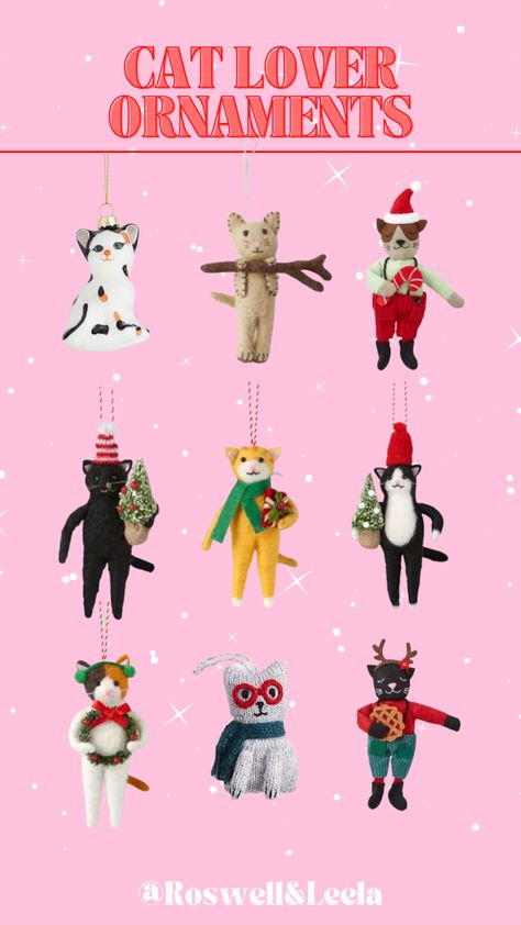 Cute cat felt christmas tree ornaments/cat lady christmas/target christmas/girly christmas/holiday decor Cat Theme Christmas Tree, Cat Christmas Decor, Felt Christmas Tree Ornaments, Christmas Target, Cat Felt, Target Christmas, Girly Christmas, Cat Christmas Ornaments, Christmas Holiday Decor