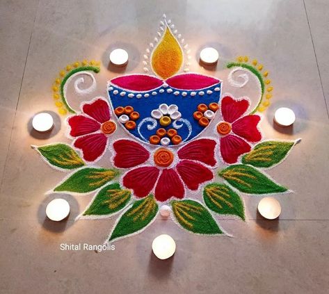 Diya Rangoli Designs Diwali, Ganpati Rangoli, Diya Rangoli, Easy Rangoli Designs Diwali, Kolam Design, Rainbow Birthday Cake, Colorful Rangoli, Daily Rangoli, Simple Rangoli Designs Images