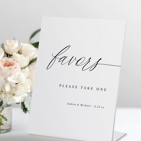 Elegant Modern Simple Wedding Favors Table Sign Popular Wedding Favors, Wedding Favors Table, Candle Favours, Simple Wedding Favors, House Reception, Wedding Favor Table, Chart House, Favor Table, Wedding Favours Sign