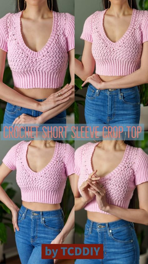 Check out our easy to follow crochet pattern here! Click here now! #crochet #crochetpattern #crochettutorial #crochetdiy Pinterest exclusive coupon code: get 20% off if you spend $19.99+. Use offer code "PIN20" 💖 Be sure to join us on YouTube, Instagram and check out my Etsy @TCDDIY Stylish Crop Top, Crop Top Pattern, Crochet Crop Top Pattern, Crochet Knit Stitches, Crochet Short, Crochet Tops Free Patterns, Youtube Instagram, Tunisian Crochet, Crochet Top Pattern