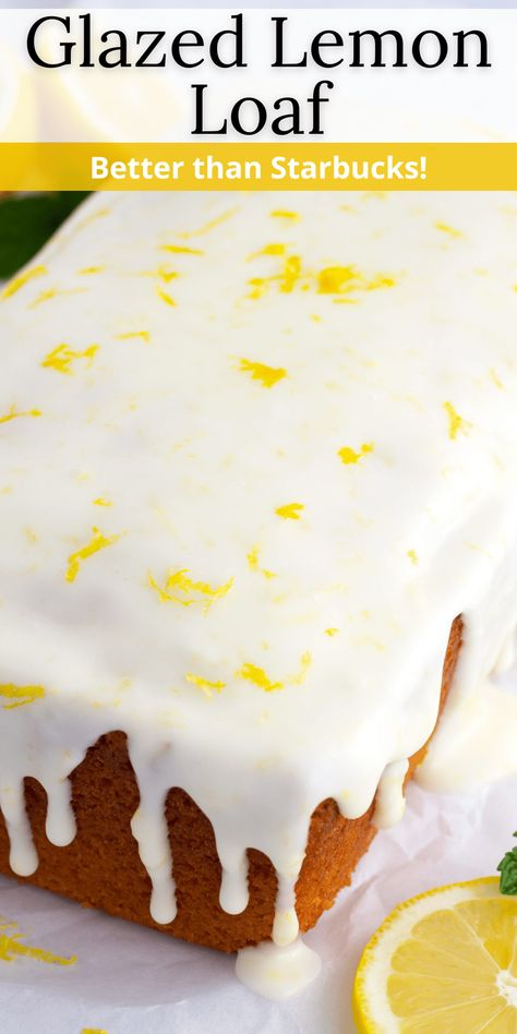 This Lemon Loaf is exceptionally moist, bursting with fresh lemon flavor, and topped with a luscious lemon glaze icing. It’s made with oil and yogurt instead of butter for a perfectly tender, fluffy cake every time. Plus it’s super easy to make - no mixer required - and tastes better than Starbucks!