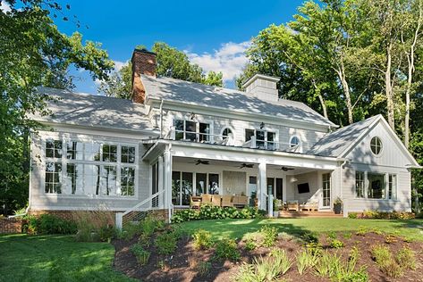 HIDDEN RIVER | bayviewbuilders Lacquered Ceiling, House Near River, Antique Mirror Tiles, Cottage Designs, Country Aesthetic, Cabinet Fronts, Custom Home Designs, Mirror Tiles, Cottage Design