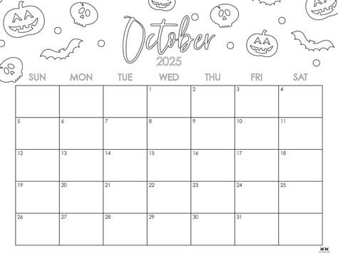 Choose from 107 October 2025 calendars to plan out and fully enjoy everything fall has to offer including Halloween! Print from home! 100% FREE! October Calendar 2024 Halloween, October 24 Calendar, October Printable Calendar 2024, Printable October 2024 Calendar, October 2022 Calendar Printable, October Calendar, Bullet Journal Ideas Templates, Coloring Calendar, Calendar Printables