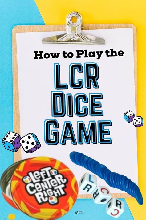 LCR Game Rules & How to Play Dice Games For Adults With Money, Lcr Dice Game, Games For Toddlers Indoor, Indoor Games For Teenagers, Indoor Game Ideas, Fun Kids Party Games, Games To Play Inside, Dice Game Rules, Indoor Games For Toddlers