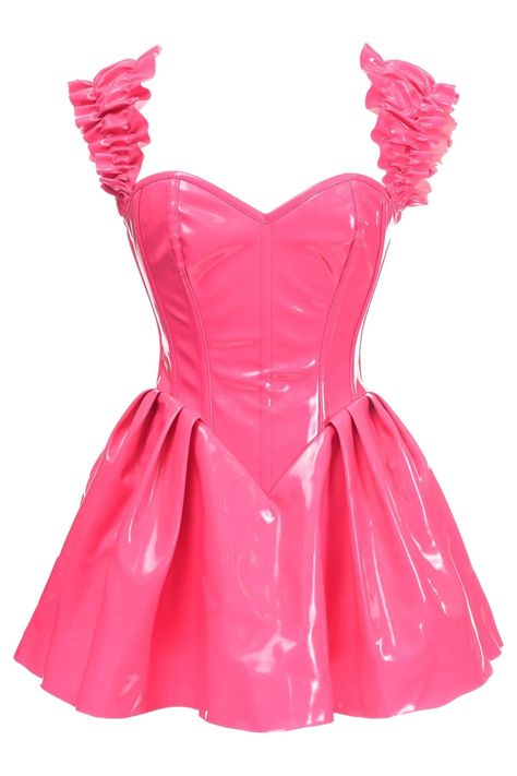 Top Drawer Steel Boned Hot Pink Patent PVC Vinyl Corset Dress – SEXYSHOES.COM Vinyl Corset, Vinyl Clothing, Steel Boned Corsets, Striped Shoes, Overbust Corset, Hot Pink Dresses, Corsets And Bustiers, Underbust Corset, Corset Lingerie