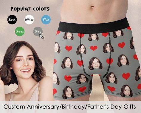 Custom Boxers, Personalized Boxers, Mens Boxer Briefs, Get A Boyfriend, Merry Christmas Gifts, Valentines Gifts For Boyfriend, Boyfriend Birthday, Boxer Briefs, Custom Photo