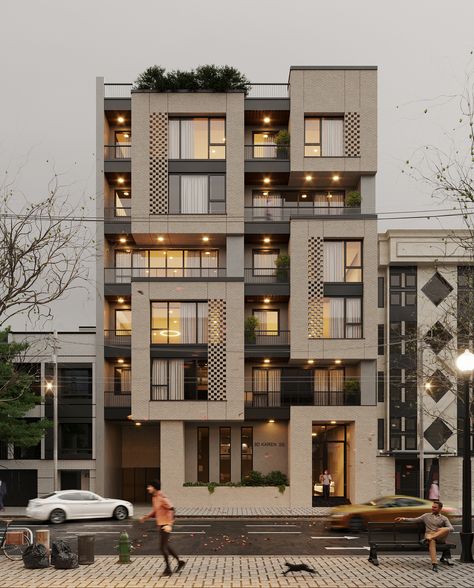 Modern Apartment Design Exterior Facades, Modern Condo Exterior, Modern Apartment Design Exterior, Small Apartment Building Exterior, Apartment Facade Design Modern, Facade Architecture House, Apartment Facade Design, Modern Building Facade, Commercial And Residential Building