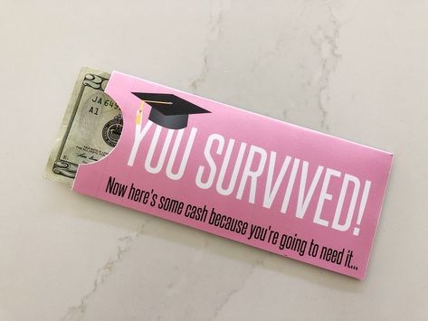 This printable gift cash money envelope is great for graduation. Bills fit perfectly inside. Print, cut, fold, and glue this funny money envelope for any occasion. It is recommended to print on a heavy weight paper like card stock or brochure paper. This is an INSTANT DOWNLOAD PDF file, no physical products will be shipped to you. Money, scissors, and glue pictured is for instructional purposes only. Color may vary depending on your printer. Easy Graduation Gifts, Graduation Gift Basket, Funny Graduation Caps, Graduation Money Gifts, Diy Graduation Gifts, Best Graduation Gifts, Graduation Money, Money Envelope, Creative Money Gifts