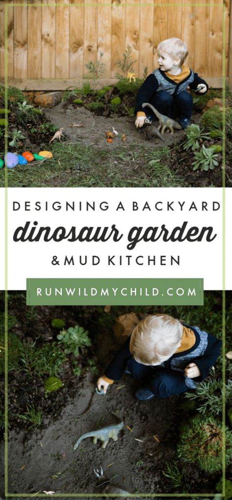 Play Prompts, Kitchen For Kids, Mud Kitchen For Kids, Kitchen Backyard, Dinosaur Garden, Yard Remodel, Unique Outdoor Spaces, Family Backyard, Play Garden