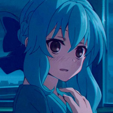 Original version https://tr.pinterest.com/pin/629870697880947583/ Cyan Hair Anime, Anime Profile Picture, Blue Aesthetic Pastel, Aesthetic Pastel, Anime Profile, All Icon, Pastel Aesthetic, Blue Aesthetic, Blue Hair