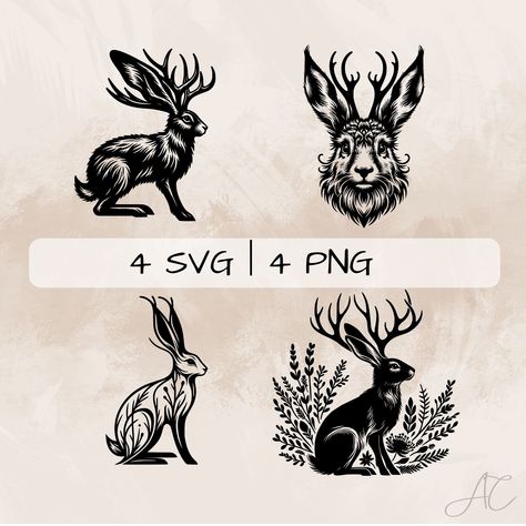 Jackalope Illustration, Jackalope Tattoo, Pretty Snakes, Face Png, Jack Rabbit, Png Graphics, Mural Art, Traditional Tattoo, Drawing Inspiration