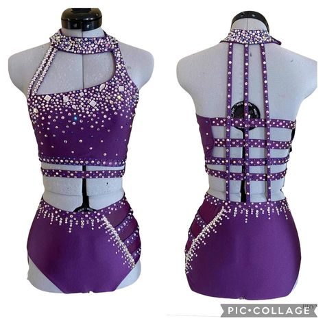 Jazz Costumes Competition, Purple Dance Costumes, Freestyle Dance Outfits, Freestyle Dance Costumes, Dance Moms Costumes, Cute Dance Costumes, Pretty Dance Costumes, Dance Costumes Dresses, Wwe Outfits