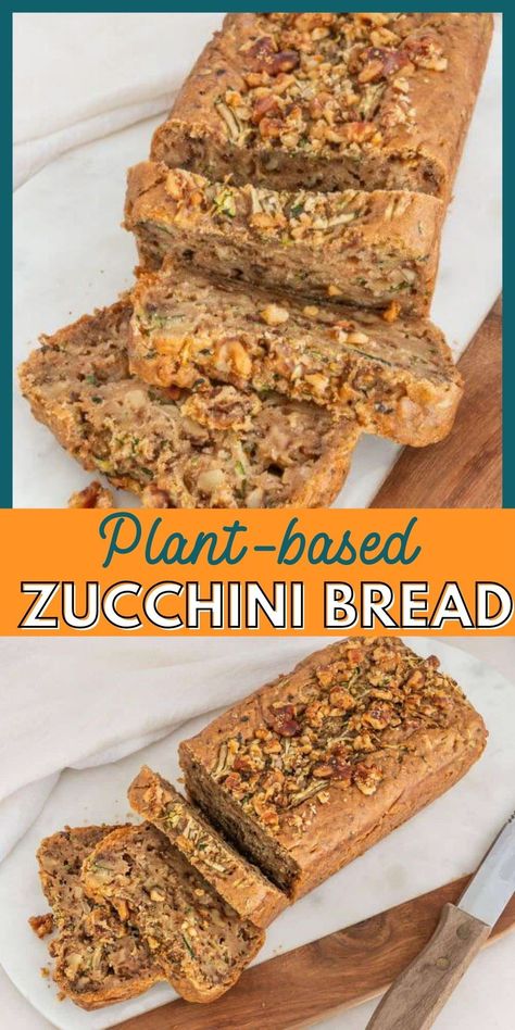 This Vegan Zucchini Bread recipe is so easy to make using a few wholesome ingredients. A deliciously moist bread loaf done in three simple steps! It’s a dairy-free and gluten-free treat that you can enjoy as a breakfast or afternoon snack. | Plant-based on a Budget | #plantbasedonabudget #veganbread #zucchinibread #veganloaf Whole Food Plant Based Zucchini Bread, Plant Based Bread Recipe, Vegan Zucchini Bread Recipes, Plant Based Bread, Snack Plant, Vegan Loaf, Moist Bread, Vegan Zucchini Bread, Chef Aj