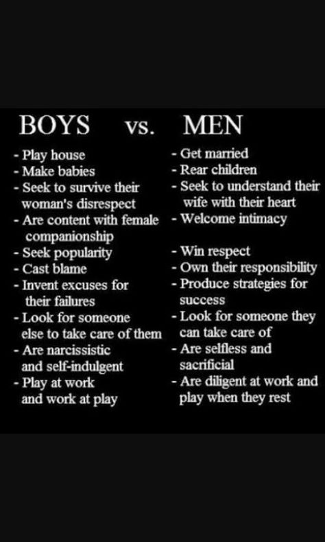 Boy vs man Boys Vs Men, Men Vs Boys, Men Vs Women, Understanding Men, Instagram Men, Boy Quotes, Godly Man, Man Vs, Men Quotes