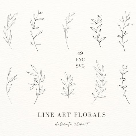 Wild Flowers Line Drawing, Wildflower Frame Drawing, Flower Line Art Png, Wildflower Bundle Drawing, Line Art Svg, Wildflower Clipart, Wildflower Clipart Black And White, Floral Sketch, Flower Line Art