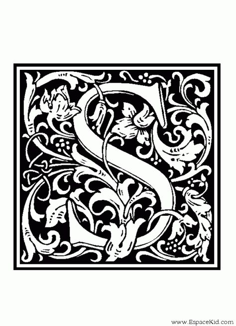 Coloriage Lettre S : coloriages Lettrine Ornamental Lettering, Letter Clipart, Type Fonts, Initial Art, The Letter S, Monogram Art, S Alphabet, Photo Letters, Alfabet Letters