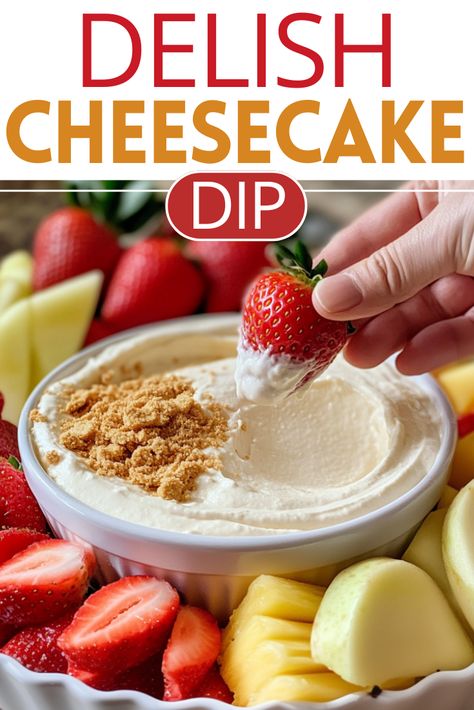 Party Dips: Delish Cheesecake Dip Dairy Free Cheesecake Dip, Dips To Eat With Graham Crackers, Dessert Recipes Dips, Cheesecake Dip For Fruit, Cool Whip Cheesecake Dip, Sweet And Savory Dips, Dip For Crackers Easy, Crockpot Dessert Dip, Dessert Dips For Parties Easy