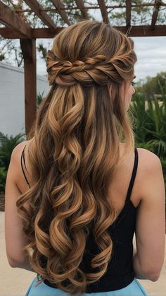 #beauty, #makeup, #skincare, #haircare Tail Hairstyle, Hoco Hairstyles, Wedding Hair Down, Hair Design, Long Wavy Hair, Twist Hairstyles, Hair Transformation, Half Up, Bridesmaid Hair