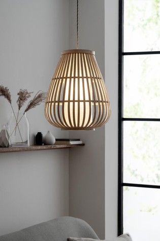 Bedroom Lampshade Ceiling, Natural Lamps, Amber Room, Sage Green Bedroom, Pendant Lighting Bedroom, Bamboo Lamp, Oak Bedroom, Bamboo Shades, Cottage Interior