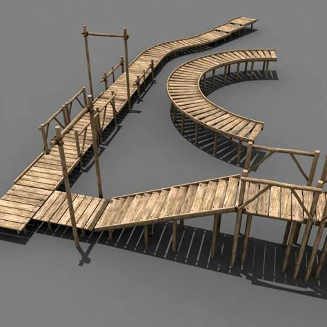 Wood Walkway, Scale Model Building, Photoshop Digital Background, With Nails, 3d Building, Wooden Planks, Train Layouts, Environment Design, Environment Concept Art