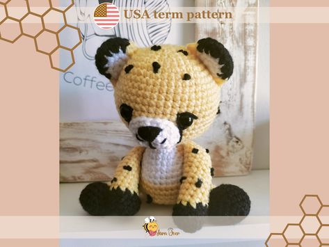 Cheetah amigurumi crochet pattern, Jaguar Pattern - Amigurumi Leopard Pattern, PDF crochet pattern for small Cheetah plush toy Cheetah Amigurumi, Jaguar Pattern, Cheetah Cub, Light Worsted Weight Yarn, Big Plush, Crochet Hook Sizes, Leopard Pattern, Photo Tutorial, Worsted Weight Yarn