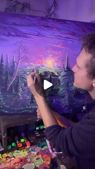 Joachim Ingulstad on Instagram: "How do I make my paintings glow At Night ? 
-
Showing how I create glow in the Dark fluorescent Oil paintings with Oil Sticks from the Brand Sennelier ✨🎨. @sennelier1887 
-
#art #artwork #painting #paintings #oilpainting #landscapepainting" Glow In The Dark Artwork, How To Make Glow In The Dark Paint, How To Paint Glowing Effect Acrylic, Glow In The Dark Painting Ideas, Glow In Dark Paint, Glow In The Dark Painting, Fluorescent Painting, Outside House Paint, Blacklight Art