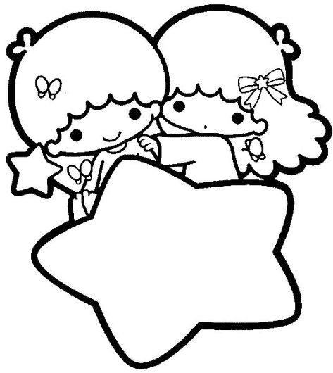 Sanrio Coloring Sheet, Little Twin Stars Coloring Pages, Stars Coloring Pages, Sanrio Coloring Pages, Sanrio Coloring, Hello Kitty Colouring, Family Coloring Pages, Hello Kitty Colouring Pages, Star Coloring Pages