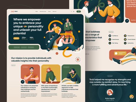 Bold - Personality Landing Page Illustrated Website, Portfolio Website Design Inspiration, Web Design Inspiration Layout, Landing Ideas, Kahlo Paintings, Bold Personality, Digital Creative Agency, Ui Design Trends, Product Marketing