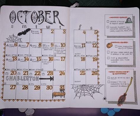 October Monthly Planner, October Monthly Spread, October Spread, October Cover Page Bullet Journal, Bullet Journal Monthly Calendar, October Journal, October Bullet Journal Ideas Weekly Theme, September Journal, Jurnal Bullet Ideas October