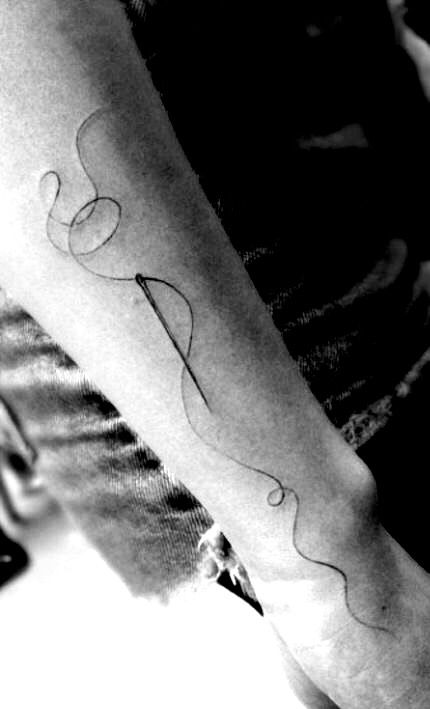 Needle and thread tattoo ~ Needle And Thread Tattoo Simple, Needle And Thread Tattoo, Simple Wrist Tattoo, Thread Tattoo, Tattoos Memorial, Loving Memory Tattoos, Sewing Tattoos, Memorial Tattoo Ideas, Button Tattoo