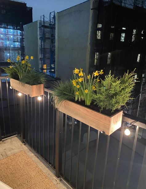 Cedar Railing, Railing Flower Boxes, Balcony Planter Boxes, Patio Planter Boxes, Balcony Railing Planters, Deck Planter Boxes, Privacy Landscaping Backyard, Hanging Planter Boxes, Deck Railing Planters