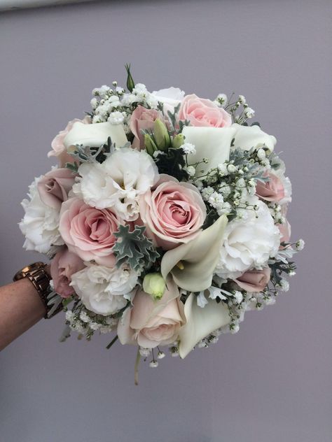 Pink Grey Wedding Theme, Pink And Silver Prom Bouquet, Pink Grey And White Wedding, Light Pink And White Wedding Bouquet, Light Pink And White Flowers, White And Pink Bouquet Wedding, Grey And Pink Wedding Theme, Pink And Gray Wedding Theme, Pink And Grey Wedding Ideas