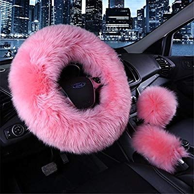 AmazonSmile: 3Pcs Fashion Steering Wheel Covers - Silence Shopping Winter Warm Australia Pure Plush Soft Wool Handbrake Cover Gear Shift Cover Guard Truck Car Accessory 14.96"x 14.96" 1 Set (Pink): Automotive Fuzzy Steering Wheel Cover, Gear Shift Cover, Pink Car Accessories, Girly Car Accessories, Girly Car, Astuces Diy, Cute Car Accessories, Car Steering Wheel Cover, Truck Car