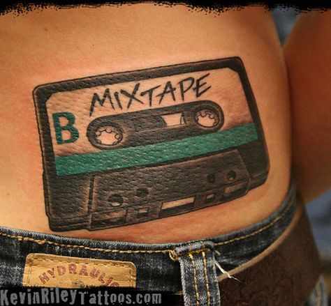 Cassette Tape Tattoo - See more at KevinRileyTattoos.com - Phila PA | Flickr - Photo Sharing! Cassette Tape Tattoo, Cassette Tattoo, Tape Tattoo, Dj Tattoo, Sonic Youth, Inked Magazine, Music Tattoo, Music Tattoos, Up Tattoos