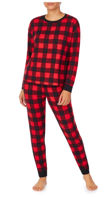 Looking For Christmas Pajamas You’ll Wear More Than Once A Year? We Got You - SHEfinds Two Piece Loungewear, Plaid Pajama Pants, Cute Sleepwear, Comfortable Pajamas, Plaid Pajamas, Top And Pants Set, Womens Pyjama Sets, Red And Black Plaid, Cotton Pyjamas