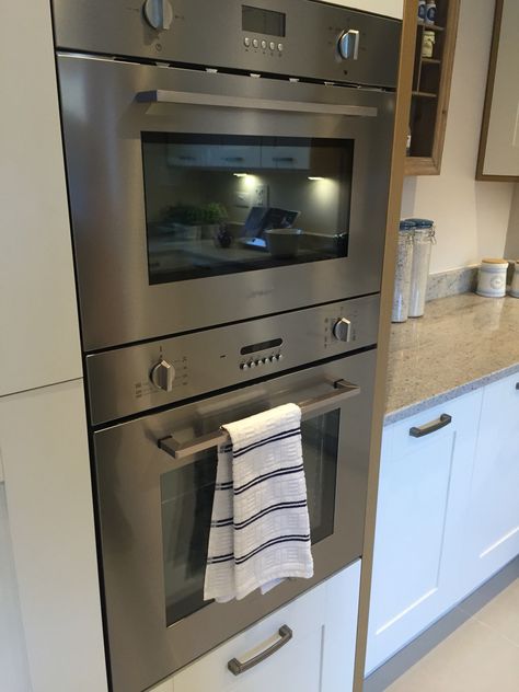 Oven & microwave inbuilt Inbuilt Oven And Microwave, White Kitchen Units, Integrated Oven, Kitchen Renovation Inspiration, Oven And Microwave, Renovation Inspiration, Oven Microwave, Kitchen Units, Fitted Furniture