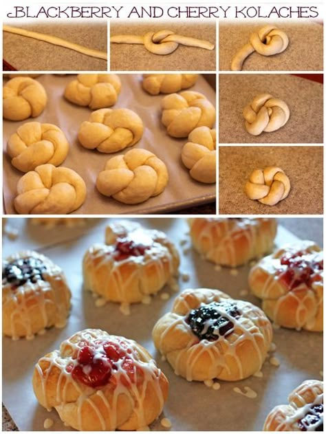 Cherry Kolaches, Danish Shapes, Czech Kolaches, Kolache Recipe, Kuih Lapis, Easter Breakfast, Bread Shaping, Czech Recipes, Fruit Filling