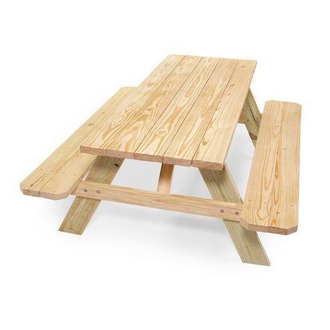 Outdoor Essentials 144242 Picnic Table, 72 in L Seat, 30 in W Seat, Wood, Natural Metal Picnic Tables, Family Backyard, Outdoor Barbeque, Southern Yellow Pine, Pine Table, The Picnic, Camp Furniture, Outdoor Classroom, Outdoor Essentials