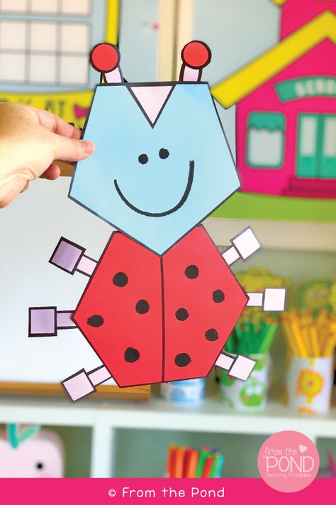 Craft Ladybug, Writing Sight Words, Math Crafts, Nonsense Words, Sight Word Practice, 2d Shapes, Sight Word Games, Math Fractions, Math Addition