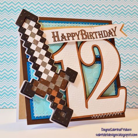 Sabriolet Designs: A Minecraft Birthday Birthday Card Ideas For Gamers, Minecraft Card Ideas, Mincraft Decor Ideas, Minecraft Cards, Decor Ideas Birthday, Minecraft Card, Alex Minecraft, Minecraft Birthday Card, Minecraft Birthday Party