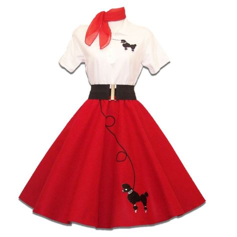 50s style! - You will wuv what's in here! I'll give you the best deals to make our pooch friends happy! Puddle Skirts, Poodle Skirt 50s, 50s Costumes, Grease Style, Girl Tattoo Ideas, 50s Dance, Poodle Skirt Outfit, 50s Outfit, 50s Theme