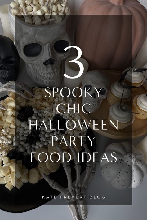 Halloween Party Food Ideas Elegant Halloween Food Ideas, Gothic Themed Party Food, Fancy Halloween Food Ideas, Chic Halloween Party Food, Classy Halloween Food Ideas, Classy Halloween Appetizers, Halloween Fancy Dinner, Catered Party Food Ideas, Halloween Food Display Ideas