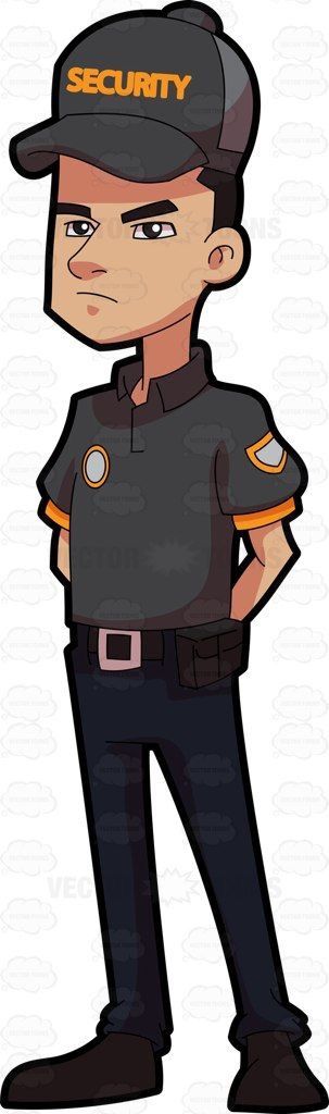 Security Guard Drawing, Guard Drawing, Royalty Free Clipart, Cartoon Clipart, Navy Blue Pants, Utility Belt, Marketing Images, Stock Art, Security Guard