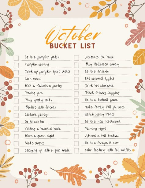 October Goals Lists, October Reset, October List, October Bucket List, October Goals, Fall List, Autumn Bucket List, Halloween Bucket List, October Daily