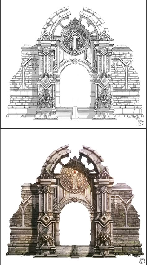 ArtStation - Ancient Ruins,Memorial Tower, Dong Dong Croquis Architecture, Temple Ruins, Designer Profile, Building Concept, Biome, Game Concept Art, Ancient Temples, Fantasy Art Landscapes, Fantasy Concept Art