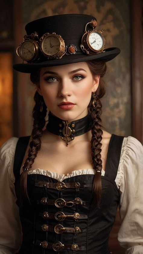 Steam Punk Hairstyles, Steampunk Hairstyles With Hat, Steampunk Makeup And Hair, Steampunk Makeup Ideas, Modern Steampunk Fashion, Fairy Costume Makeup, Steampunk Makeup, Steampunk Fashion Women, Steampunk Hair