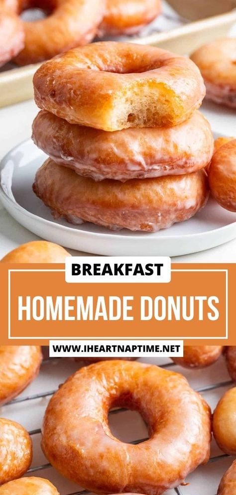 Learn to make easy homemade donuts that are light, airy, and infused with the flavors of vanilla and nutmeg. Dipped in a sweet vanilla glaze, these fried yeast donuts are the best! Home Made Doughnuts Easy, Cake Donut Recipe Fried, Homemade Doughnuts Easy, Yeast Donut Recipe, Simple Donuts, Donut Recipe Fried, Best Donut Recipe, Doughnut Recipe Easy, Cake Donuts Recipe