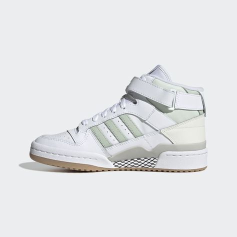 adidas Forum Mid Shoes - White | Women's Lifestyle | adidas US Mid Outfit Women, Forum Mid Shoes, Adidas Forum Mid, Mid Shoes, Adidas Forum, Basketball Sneakers, Shoes Adidas, Women Lifestyle, Shoes White