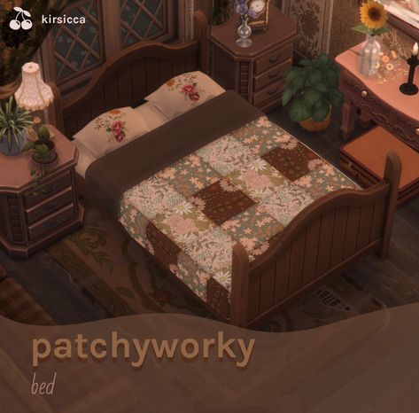 patchyworky bed Sims 4 Beds, Sims 4 Decades Challenge, Sims 4 Bedroom, Sims 4 Mm Cc, Free Sims, Sims 4 Cc Folder, Sims 4 House Design, Casas The Sims 4, Sims 4 Mm